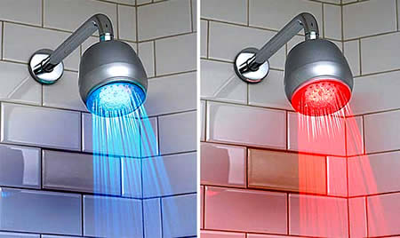 LED heat sensitive shower